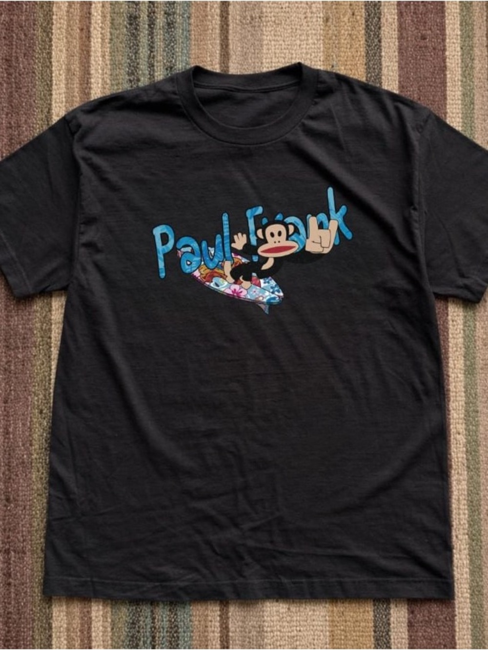 Paul Frank Black Short-Sleeve Tee with Surfing Graphic T Shirt